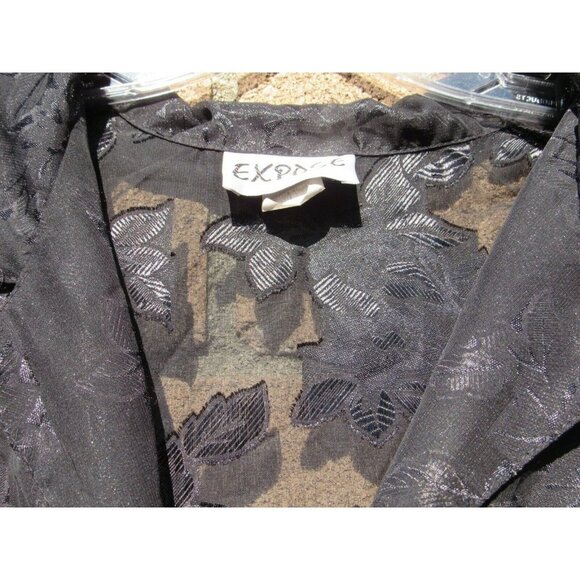 Vtg Over Blouse 1X Shear Long Sleeve Dressy One Button Cover Up 1980s Cocktail - Picture 6 of 10